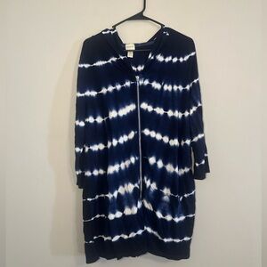 Chico's Zenergy Blue and White Tie-Dye Lightweight Jacket Size Large